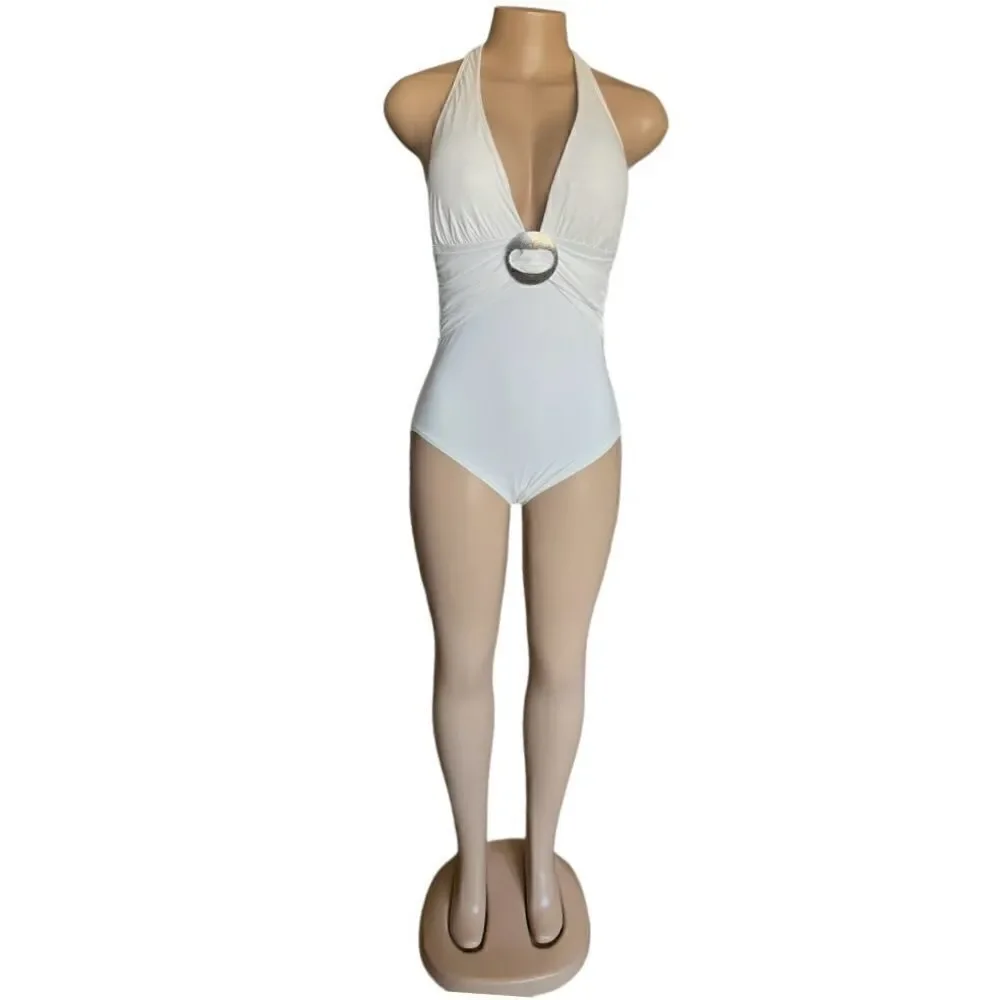 NWT- Contours by Coco Reef Brilliance Halter Bra Sized One Piece Swimsuit - Picture 3 of 15